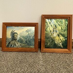 2 Native American Indian Foil Impressions Living Art Prints Chief & Maiden 9x7